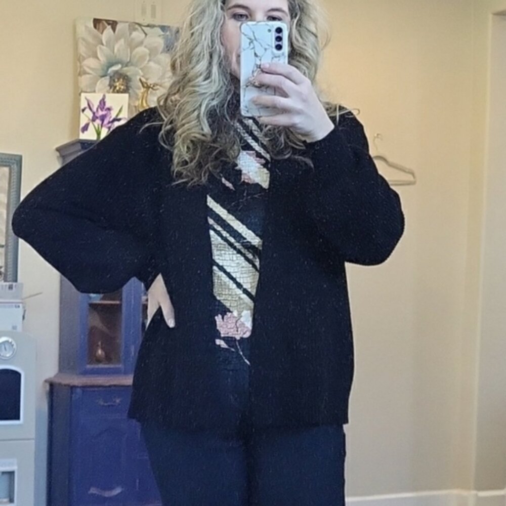 T Tahari Women's Natural Shaker Stitch Open Front Cardigan Black Black Size XL
